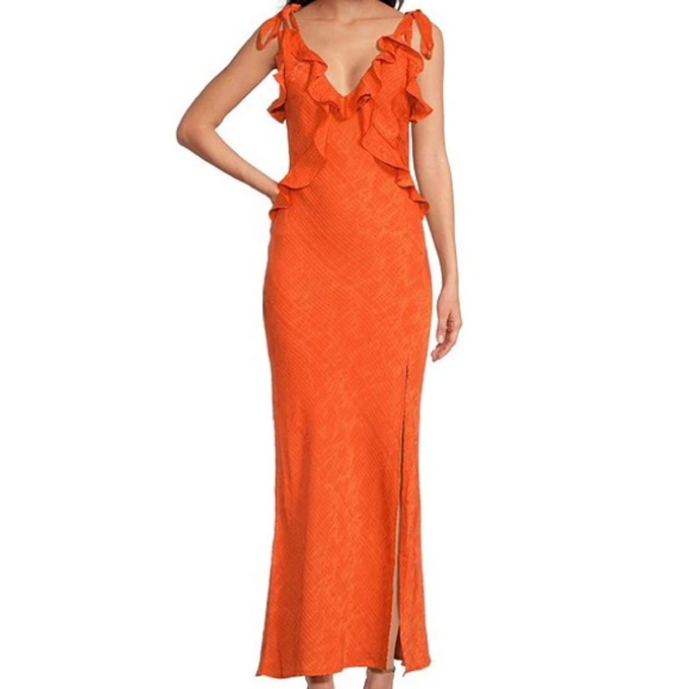 ASTR the Label Sorbae Ruffle Dress Orange Size XS